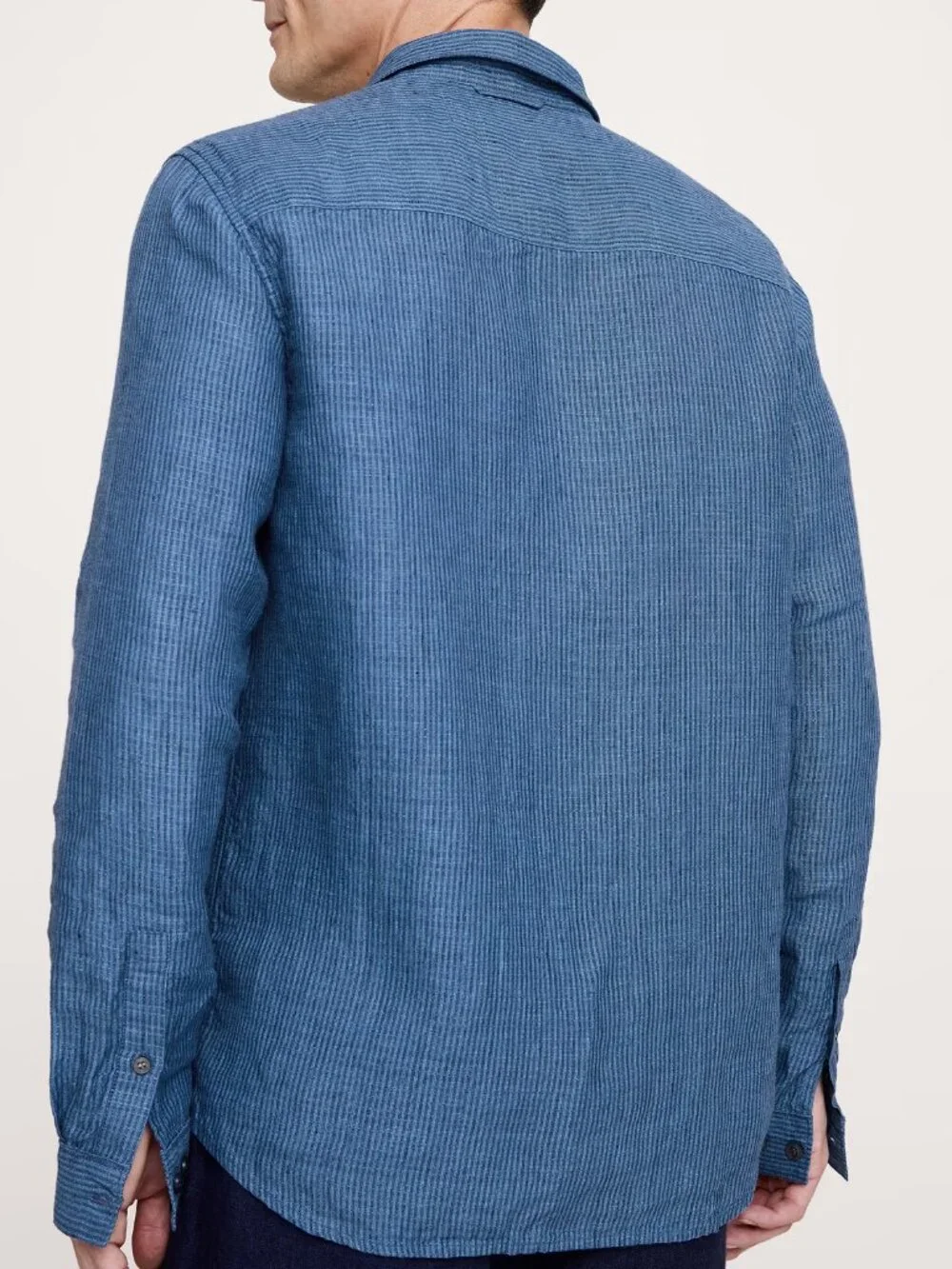NWT Banana Republic Men's Blue Stripe Linen-Cotton Standard-Fit Textured Shirt M